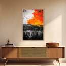 Fiery Abstract, Bold Modern Art, Framed Canvas Print, Contemporary Wall Art, Orange and Black Decor, Living Room Art, Statement Piece