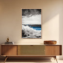 Ocean Wave Art, Monochrome Seascape Print, Coastal Wall Decor, Ocean Scene, Nautical Art, Beach House Print, Framed Canvas Print