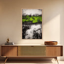Abstract Art, Green and Black Print, Bold Nature Inspired Decor, Contemporary Wall Art, Modern Home Aesthetic, Framed Canvas Print