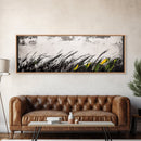 Grassy Field Painting, Minimalist Art, Nature Inspired, Modern Wall Decor, Black and White Art, Framed Canvas Print, Office Wall Art