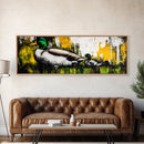 Mallard Duck Art, Rustic Farmhouse Decor, Wildlife Painting, Nature Lover Gift, Fall Colors, Framed Canvas Print, Living Room Wall Art