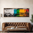 Abstract Mountains, Vibrant Landscape, Modern Colorful Art, Living Room Wall Decor, Framed Canvas Print, Large Canvas, Boho Wall Art
