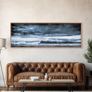 Blue Ocean, Stormy Waves, Mountain Seascape, Canvas Print, Coastal Wall Art, Nautical Home Decor, Living Room Art, Large Modern Print