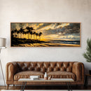 Golden Beach Sunset, Coastal Wall Art, Framed Canvas Print, Tropical Home Decor, Relaxing Seascape, Living Room Wall Art, Ocean Sunset Art