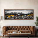 Pebble Beach, Ocean Waves, Coastal Rocks, Canvas Print, Nautical Home Decor, Beach House Art, Nature-Inspired Wall Art, Minimalist Seascape
