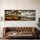 Tropical Beach, Palm Trees Art, Coastal Canvas Decor, Vibrant Ocean Art, Colorful Landscape, Living Room Wall Art, Framed Canvas Print