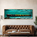 Submerged Cannon, Underwater Art, Nautical Decor, Military History Print, Ocean Themed Wall Art, Man Cave Decor, Framed Canvas Print