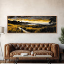 Golden Horizon, Coastal Sunset, Nature Landscape Art, Warm Tones Wall Decor, Peaceful Ocean View, Framed Canvas Print, Housewarming