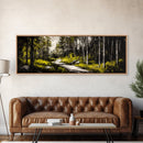 Forest Path, Green Trees, Framed Canvas Print, Nature Landscape Art, Living Room Wall Art, Modern Rustic Decor, Cozy Home Art