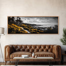 Forest Path, Autumn Vibes, Black White Yellow, Canvas Print, Rustic Landscape Art, Warm Fall Decor, Cozy Home Artwork