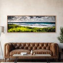 Seaside Escape, Grassy Cliffs, Coastal Wall Art, Canvas Print, Beach Landscape Painting, Relaxing Ocean View, Bedroom Wall Decor