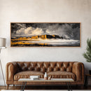 Mountain Coastline, Ocean Waves, Dramatic Sky, Canvas Print, Rugged Seascape Painting, Nature Wall Art, Living Room Accent Piece