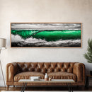 Emerald Wave, Ocean Wall Art, Coastal Decor, Beach Aesthetic, Modern Seascape, Large Wall Art, Framed Canvas Print, Office Art