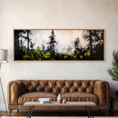 Misty Forest Painting, Black and White Landscape, Abstract Nature Art, Modern Minimalist Wall Art, Monochrome Decor, Framed Canvas Print