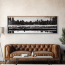 Monochrome Forest, Black and White, Nature Wall Art, Minimalist Landscape, Serene Art, Woodland Scene, Framed Canvas Print, Bedroom Wall Art