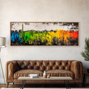 Desert Cactus, Colorful Southwest Art, Boho Wall Decor, Rustic Western Style, Abstract Painting, Framed Canvas Print, Living Room Wall Art