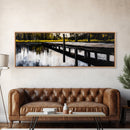 Lakeside Dock, Reflection Art, Serene Water, Framed Canvas Print, Tranquil Nature Scene, Rustic Cabin Decor, Woodland Wall Art, Large Art