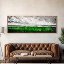 Green Ocean, Coastal Storm, Vibrant Seascape, Framed Canvas Print, Beach Art, Abstract Ocean Painting, Minimalist Wall Decor, Living Room Art