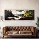 Forest Path, Beach View, Mountain Landscape, Framed Canvas Print, Wilderness Art, Nature Painting, Living Room Wall Art, Rustic Home Decor