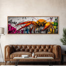 Abstract Crab Art, Coastal Marine Painting, Bold Ocean Life Wall Decor, Nautical Beach House Art, Vibrant Wildlife Print, Framed Canvas Print
