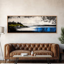 Dramatic Seascape Art, Black and White Ocean Painting, Moody Landscape Print, Nautical Wall Decor, Modern Home Art, Framed Canvas Print