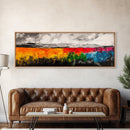 Vibrant Abstract Field, Colorful Landscape Painting, Modern Farmhouse Wall Art, Boho Nature Print, Warm Earthy Decor, Framed Canvas Print