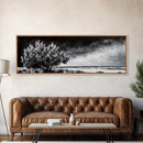 Monochrome Tree Art, Dramatic Nature Painting, Black and White Wall Decor, Minimalist Forest Print, Modern Office Art, Framed Canvas Print