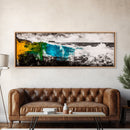 Abstract Ocean Wave, Colorful Coastal Painting, Modern Nautical Wall Art, Bold Seascape Print, Vibrant Beach Decor, Framed Canvas Print