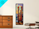 Pier Sunset, Coastal Journey – Canvas Print colorful beach landscape painting, ocean wall decor, coastal living room wall art, vibrant seascape
