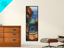 Ocean, Vortex, Cliffside, Landscape, Framed Canvas Print with ocean whirlpool, mystical seascape, fantasy art, coastal bathroom wall art