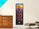 Otter, Flowers, Fantasy, Wildlife, Framed Canvas Print, Whimsical animal art in vibrant palette, ideal Nursery Art or Nature Lover Decor
