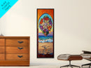 Sunset Beach, Mandala, Coastal Archway Framed Canvas Print, Boho Ocean Wall Art, Vibrant Entryway Decor, Spiritual Coastal Style