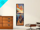 Tropical Boat Sunset Painting, Canvas Print coastal boat art, Caribbean vibe, boho beach house decor, entryway or bathroom wall piece
