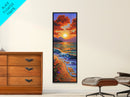 Beach Sunset, Clouds, Coastal Canvas Print vibrant tropical sunset painting, ocean waves art, colorful coastal decor, summer home wall art
