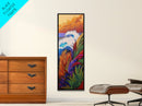 Colorful Wave, Ocean Sunset, Coastal Wall Decor, Framed Canvas Print, Vibrant Seascape Art, Beach House Accent, Boho Living Room Art