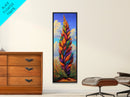 Rainbow Plant, Bold Nature, Vertical Leaf Art, Framed Canvas Print, Bright Boho Home Decor, Eclectic Bedroom Art, Colorful Botanical Art