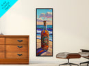 Ocean Bottle, Seaside, Reflections, Framed Canvas Print, Coastal Kitchen Decor, Nautical Wall Art, Beach House Art, Surreal Coastal Painting
