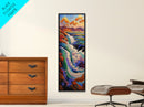 Waterfall River, Nature, Flow, Framed Canvas Print, Bold Landscape Wall Art, Nature Inspired Decor, Bathroom or Office Accent Art