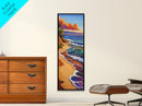Rainbow Beach, Shoreline, Waves, Framed Canvas Print, abstract seascape, boho coastal art, modern living room beach wall decor