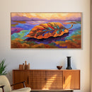 Leaf Autumn, Abstract, Abstract multicolor leaf on vibrant landscape background, Framed Canvas Print, Fall seasonal art, leaf print