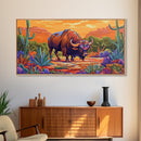 Buffalo Desert, Flowers, Canvas Print, Western buffalo art, colorful desert scene, ranch decor, Office Wall Art, Autumn Wall Art
