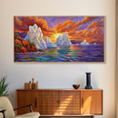 Iceberg Ocean, Sunset, Arctic, Canvas Print, Nature Wall Art, Vibrant Seascape Painting, Winter Decor Accent, Living Room Display