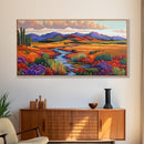 Autumn River, Golden Fields, Mountain View, Canvas Print, Fall Landscape Wall Art, Rustic Living Room Art, Seasonal Entryway Decor