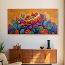 Cactus Bloom, Bold, Flowers, Blooming Cactus Flower Framed Canvas Print, Colorful Botanical Wall Art, Kitchen Boho Decor, Desert Art