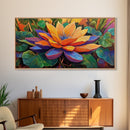 Lotus Bloom, Garden, Art, Framed Canvas Print, Vibrant lotus flower artwork, zen boho decor, meditation room or bathroom wall art