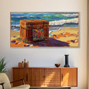 Treasure Chest, Beach Art, Ocean Waves, Nautical Decor, Coastal Wall Art, Seaside Aesthetic, Canvas Print, Living Room Wall Art