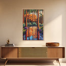 Forest Reflections, Tranquil, Trees, Canvas Print peaceful landscape art, serene nature wall decor, cabin bathroom art, rustic boho style