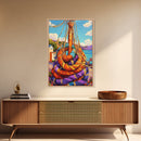 Nautical Rope, Dock, Summer, Framed Canvas Print, Nautical Rope Wall Art, Summer Decor, Bright Harbor Painting, Beach House Wall Accent