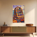 Rope Dock Sunset, Nautical, Framed Canvas Print, Nautical Rope Dockside Art, Sunset Painting, Coastal Seaside Wall Decor, Living Room Decor