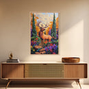 Elk Forest, Autumn, Majestic Wildlife Wall Art, Woodland Cabin Decor, Fall Season Rustic Accent, Framed Canvas Print